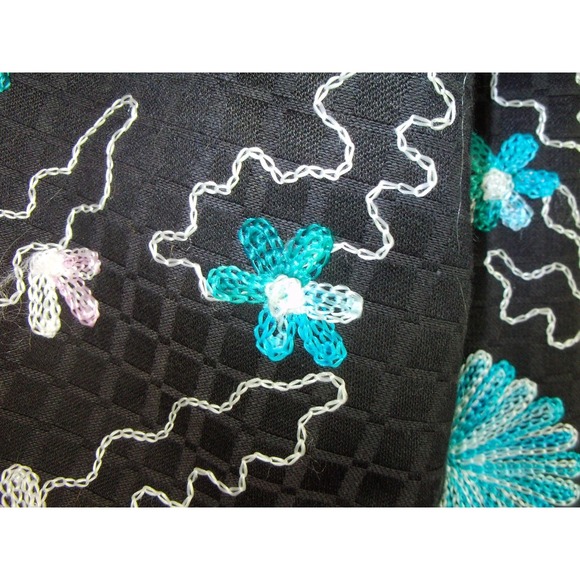 Vintage 90s Draper's and Damon's Black‎ Floral Embroidered Jacket 1X  Boho - Picture 10 of 12